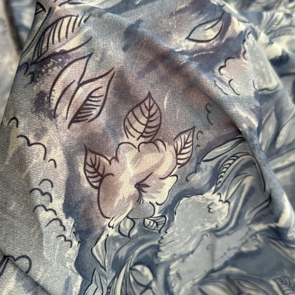 1.5 Yards 56” Gray/Blue Floral Semi-Sheer Polyester Fabric - Picture 11 of 12